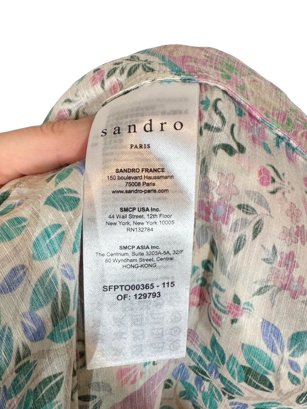Sandro Iram Cropped Printed Linen and Silk Shantung Tie Top Sz:1/Small - Picture 14 of 16